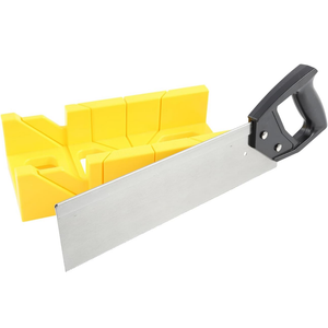 GreatNeck BSB14 Mitre Box and Saw Set, 12 Inch Mitre Box with 14 Inch Back Saw, Precision Cuts for Trim and Molding, Woodworking and Beveled Corner Cuts
