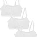 Fruit of The Loom Womens Spaghetti Strap Cotton Pull Over 3 Pack Sports Bra, White/White/White, 44