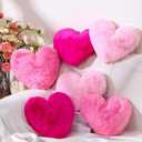 Liliful 6 Pcs Faux Rabbit Fur Heart Pillows Fluffy Heart Throw Pillows Cute Couch Cushion Soft Decorative Throw Cushion for Bed Sofa Girls Women(12 x 11 Inch,Lively Color)