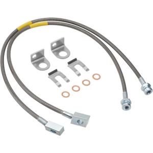 Front Brake Line 89702, Stainless Steel Extended Brake Line Kit Compatible with 1984-2001 Jeep Cherokee XJ 2WD/4WD, 1987-2006 Jeep Wrangler TJ/YJ 4WD, for 4"-6" Suspension Lift