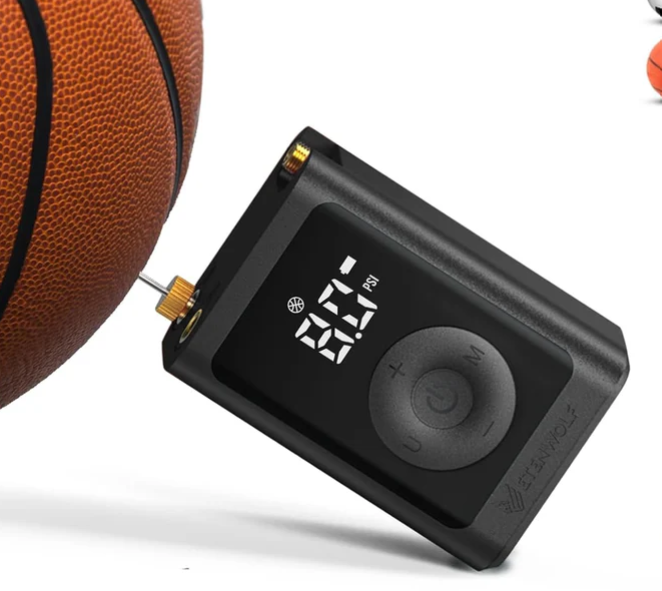 ETENWOLF Electric Ball Pump, 2600mAh Basketball Pump with Precise Pressure Gauge, Rechargeable Air Pump for Balls, Soccer Ball Air Pump