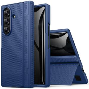 for Samsung Galaxy Z Fold 7 Case with Stand, Front Privacy Screen Protector, Hinge Protection, Slim Rugged Hard Shockproof Cover, Full Body Protective Phone Case for Samsung Z Fold7 2025, Blue
