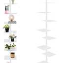 9 Tier Metal Spine Bookshelf Tower, Adjustable Vertical Tower for Books, Tall & Narrow Ladder Bookcase, Metal Vertical Bookshelf for Study Room,Living Room,Office,Bedroom (White), 39*175cm/15.4*68.9in