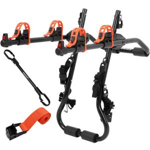 Sports Deluxe 2-Bike Trunk Mount Rack, Model SY-Trunk-BR, Black + Orange up to 70lbs Load (Trunk Bike Rack+Barbar)