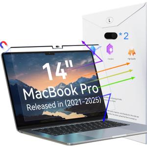 Magnetic Anti Blue Light Screen Protector for MacBook Pro 14 Inch (2021-2025, M1, M2, M3, M4, M5), Removable Glare Filter for 14.2" Mac Laptop Computer