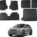 Ecarzo Floor Mats Compatible with Hyundai Ioniq5 Limited 2025-2021 Accessories All-Weather Front Rear Cargo Liner Full Set Heavy Duty Trunk Protection Backrest Mats Slide Console Version (6 PCS) (2021-2025 Hyundai IONIQ 5)