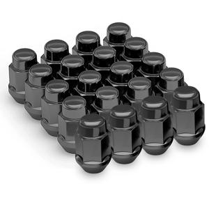 Richeer 20PCS 1.4 inch Black 12x1.5 Closed End Bulge Acorn Lug Nuts - Cone Seat - 19mm Hex Aftermarket Wheels