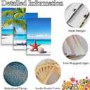Pormipone 3 Pcs Summer Beach Wall Art Decor, Coconut Tree Canvas Painting Posters,Seaside Starfish Shells Hawaii Pictures for Living Room Bedroom Home Decoration 12 * 18(Poster No Frame)