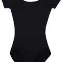 Capezio girls Short Sleeve Leotard - Girls (Large (12-14), Black)