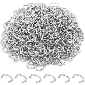 1000 Pcs 1/2" Galvanized Hog Rings, Professional Upholstery Hog Rings Set for Furniture,Fencing,Bagging, Railing, Sausage Casing, Meat Bags, Shock Cords