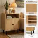 Narrow Storage Cabinet with Rattan Doors, 32" Tall Small Cabinet