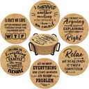 Office Gifts for Coworkers, Novelty Gifts for New Colleagues Employees Boss, Funny Office Desk Coasters, 6 Pcs Drink Coasters with Metal Holder, Birthday Housewarming Gifts for Men Women