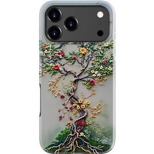 for iPhone 17 Pro Max Case - Wireless Charging Compatible - Dual-Layer Hard Shell + Silicone Cover - Shockproof Protective Phone Case with Trendy Designs for Women - Tree of Life
