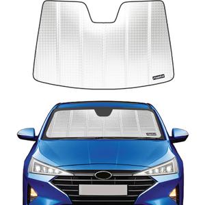 Pigenius Windshield Sun Shade for Hyundai Elantra 2017-2020 with Rearview Mirror Mounted Camera. Reflective Aluminum Film Front Window Sunshade - BLAZBLOCK