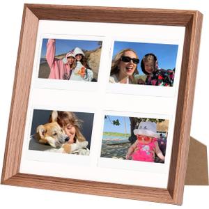 CAIYOULE for Polaroid Picture Frame for i-Type/600/OneStep+/Now/Instant Wide 400/300/210 Photo Camera Film for 3.4 x 4.3 Inch 4 Photos Display Frame -Brown