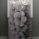 Flower Wall Decor White and Gray Floral With Golden Stamen Botanical Wall Art Framed Artwork for Walls Canvas Prints Painting for Living Room Bedroom Office Home Decor 24"W x 48"L