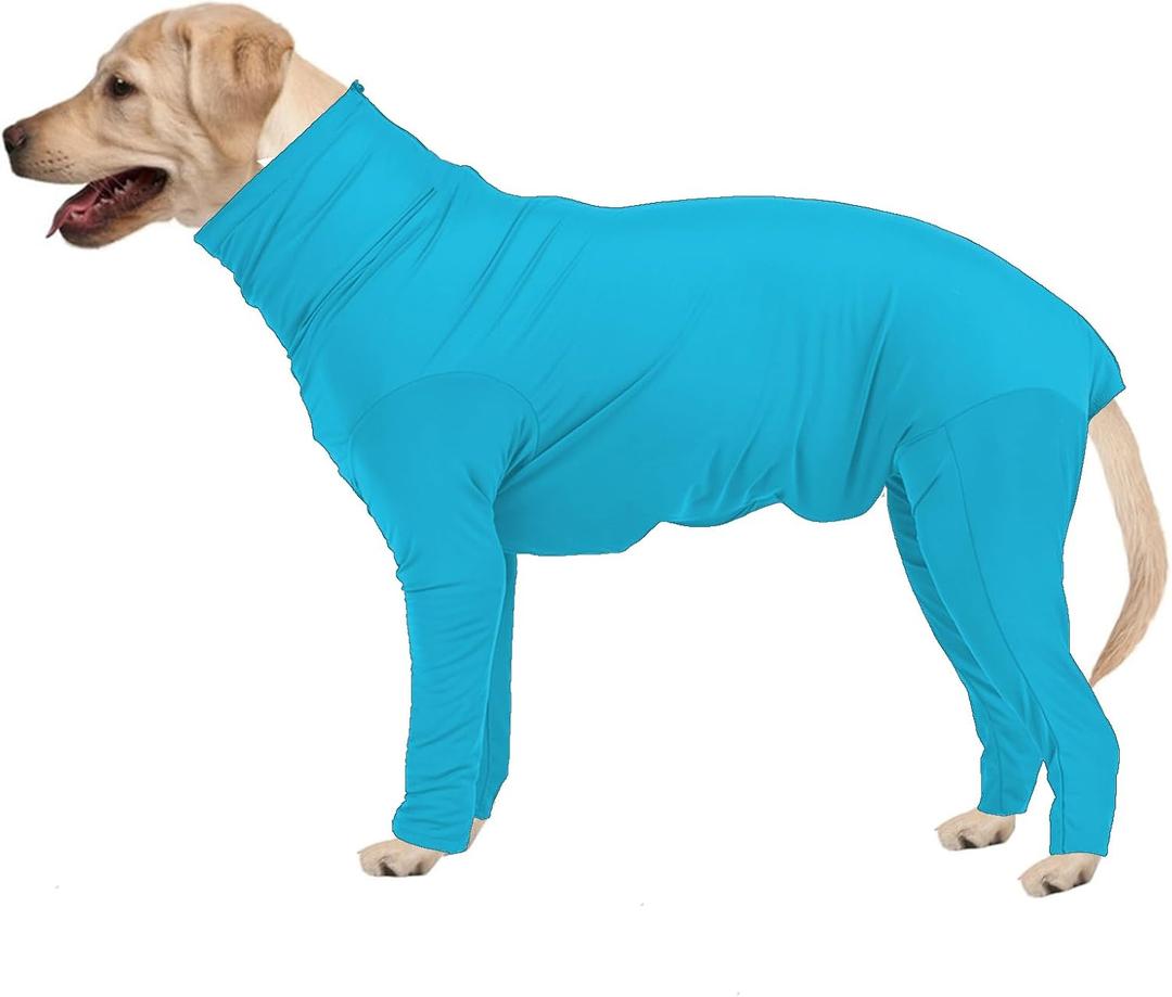 Hamiledyi Dog Onesie Anti-Licking Dog Bodysuit Spay Surgical Recovery Suit for Dogs Pet Cone Alternative After Surgery Dog Shedding Suit for Female Male Neuter Dogs Claming Pajamas (Blue, Large)