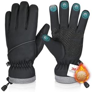 Rsebly Winter Gloves Waterproof Windproof for Mens Women, Thermal Warm for Cold Weather, Grip Snow for Touch Screen (Small,Black)