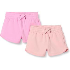 Amazon Essentials Girls and Toddlers' SweatShorts, Pack of 2 (4T, Light Pink/Pink) L