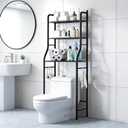 MilleLoom 3-Tier Over the Toilet Storage, Metal Bathroom Shelve, Over Toilet Bathroom Organizer, Space Saver Bathrooms Shelve for Restroom Laundry Balcony, Black