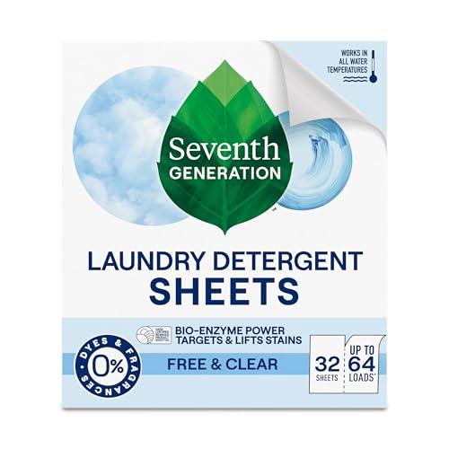 Seventh Generation Laundry Detergent Sheets 32ct Free & Clear Removes Tough Stains Safer for your family