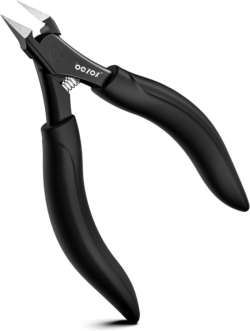 BEZOX Ingrown Toenail Clippers for Seniors, Slant Straight Blade Toe Nail Clippers for Thick and Ingrown Nails, Soft Grip Long Handle Toenail Scissors for Mani & Pedi Nail Care - Black (Large)