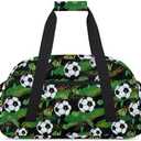 Kids Overnight Duffel Bag Boys - Sport Gym Bag Travel Duffle Luggage Bag Water Resistant lightweight Carry On Weekender Tote for Practice Workout School Sleepover (Green Sports Football)