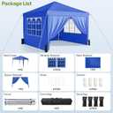 10x10 Pop Up Canopy with Sidewalls, Instant Portable Canopy Tent with Carry Bag for Commercial Events, Camping, Parties - Blue