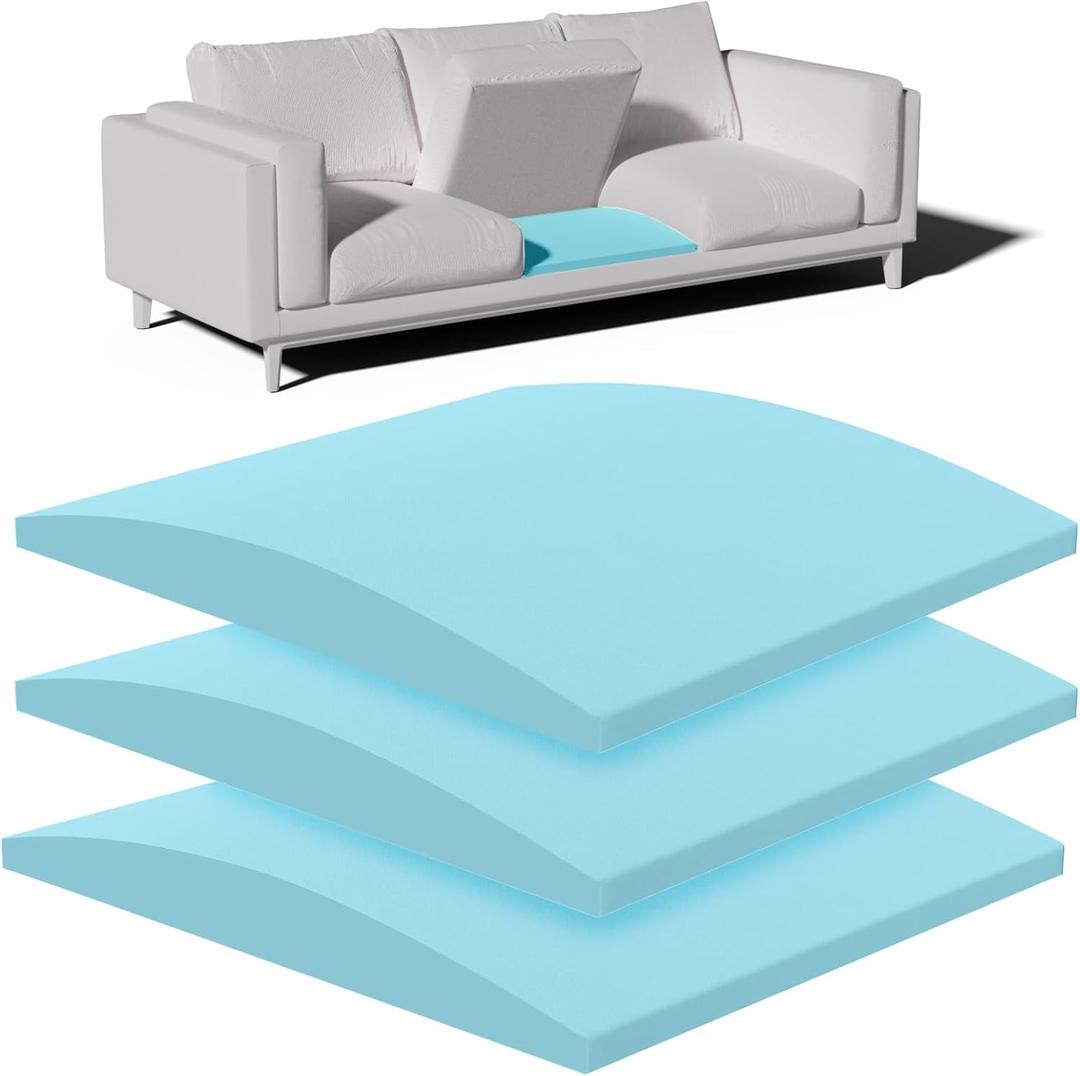 Couch Cushion Support, Sofa Cushion Support for Sagging Couch Seat, 22x22x2.4in, Couch Replacement Insert, High Density Foam Furniture Seat Sagging Repair, Trapezoid 40D, Blue Set of 3