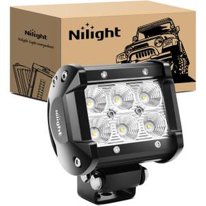 Nilight Led Pods 18W 1260LM Flood Off Road Driving Fog Light Bar Work Lighting for Truck Tractor Pickup Boat SUV ATV UTV 4WD Car 4x4 Van Camper Motorcycle Dirt Bike Golf Cart 12V 24V (1PC Flood White)