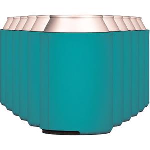 TahoeBay Blank Beer Can Cooler Sleeves Bulk Sublimation Blanks for Vinyl Plain Collapsible Foam Can Sleeves Coolers for Soda Cans and Bottles Custom Drink Holder Assorted Solid Color (Teal)