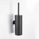 FVITA Toilet Brush Wall Mount Toilet Brush with Holder for Bathroom Stainless Steel Matte Black (Round)