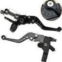 Universal Motorcycle 7/8" 22mm Handlebar Brake Master Cylinder Reservoir Adjustable Clutch and Brake Lever CNC Left & Right Set for Harley Honda Kawasaki Suzuki Yamaha (Black)