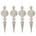 KI Store Finial Mercury Glass Christmas Ornaments Silver Champagne 4pcs 8-Inch Large Hanging Christmas Tree Decorations for Xmas Tree Holiday Décor