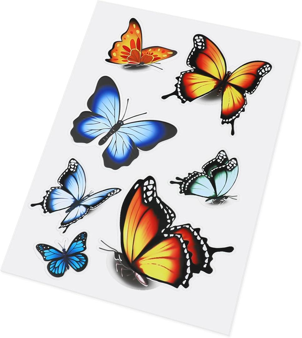 3D Butterfly Stickers for Car, Cute Vinyl Butterfly Decals Waterproof Scratch Cover Stickers Removable Peel and Stick Vintage Fridge Locker Bumper Decals for Vehicles Adhesive Automotive Graphics