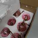 12 Pcs Vintage Mercury Glass Christmas Ball Ornaments 2.36 Inch Antique Embossed Ball Decorations Christmas Tree Hanging Decorations for Xmas Winter Holiday Decor Gifts (Pink)