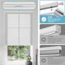 Boolegon No Drill No Tools Cellular Shades Top Down Bottom Up Honeycomb Blinds Light Filtering Cordless Window Blinds Easy to Install Shade for Windows,Light Filtering-White,35.5" W x 64" H