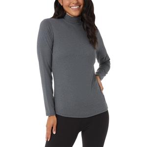 32 Degrees Women's Cozy Heat Base Layer Mock Neck Top - Thermal Long Sleeve Shirt for Winter Layering (Gray, XS)