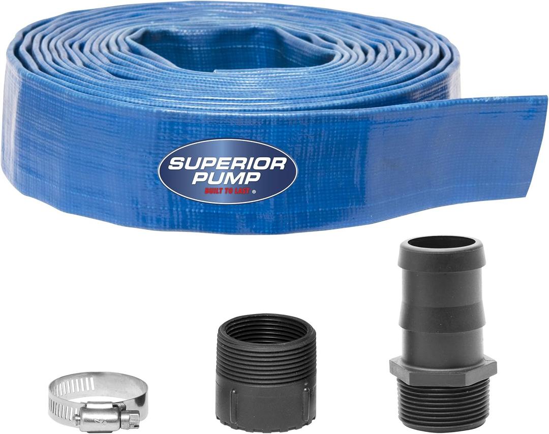 Superior Pump 99621 Lay-Flat Discharge Hose Kit, 1-1/2-Inch by 25-foot