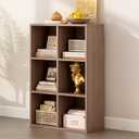 OSCHF 6-Cube Storage Shelf Bookcase - Wooden 3-Tier Floor Standing Open Bookshelf for Home and Office, Cuby Orgainzer, Walnut