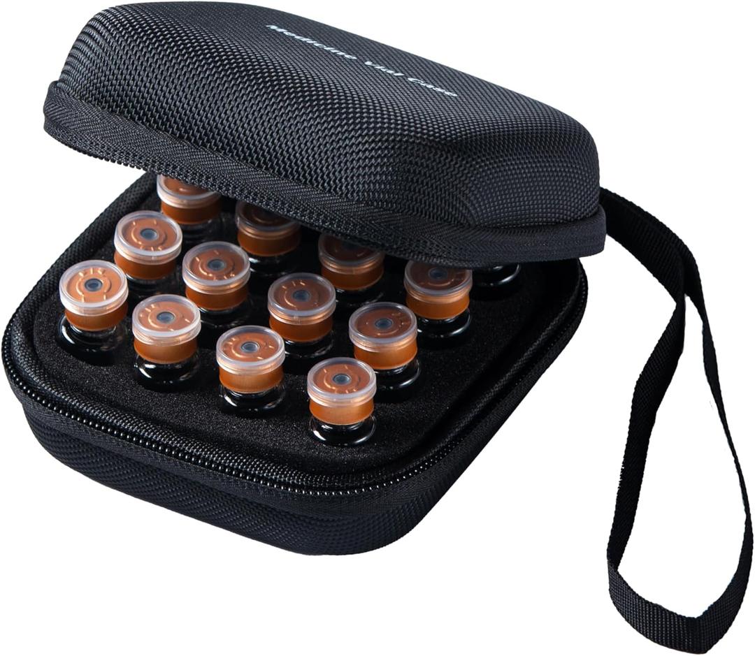 16 Slots, Peptide Case for Fridge, Fits 1ml 2ml 3ml Vials Storage for Peptide, Insulin, GLP-1 Etc,with Hand Strap and Logo, Black, Case Only, Small Size