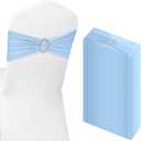 Tegeme 80 Pieces Chair Sashes & Bows - Stretch Spandex Chair Cover Band with Buckle for Wedding, Hotel Banquet, Birthday Party & Home Bulk Decorations(Blue)