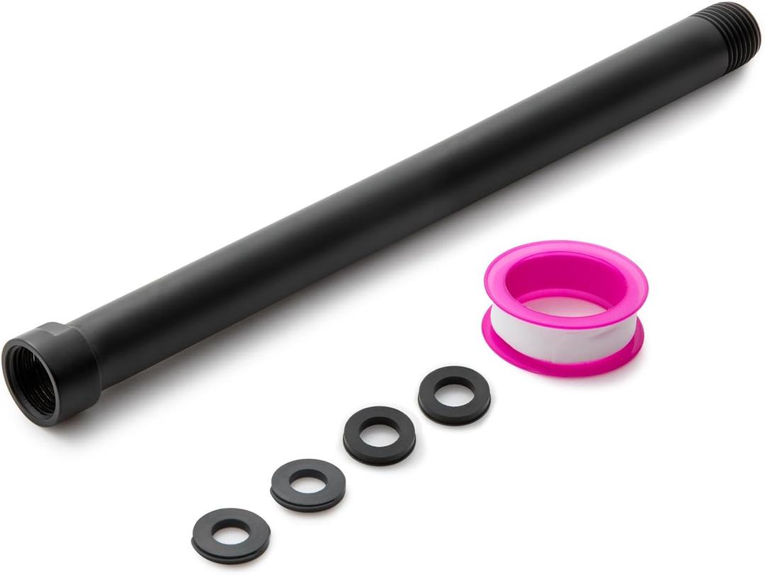 OFFO Shower Head Extension Arm, 10 in Shower Arm Extension Shower Head Extender Made of 304 Stainless Steel Shower Pipe Extension, Matte Black