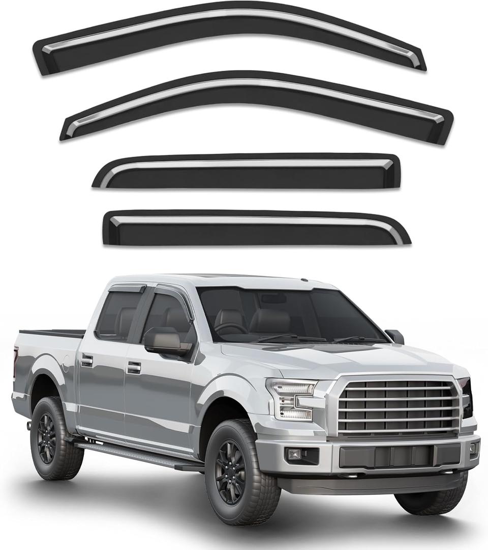Out-Channel Window Visors Rain Guards for Ford F150 SuperCrew 2009-2014
