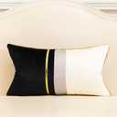 Avigers 12 x 20 Inches Black White Gold Leather Striped Patchwork Velvet Cushion Case Luxury Modern Throw Pillow Cover Decorative Pillow for Couch Living Room Bedroom Car