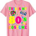 This is My 80's Costume Outfit Gifts Eighties Retro Party T-Shirt, Pink, Size L