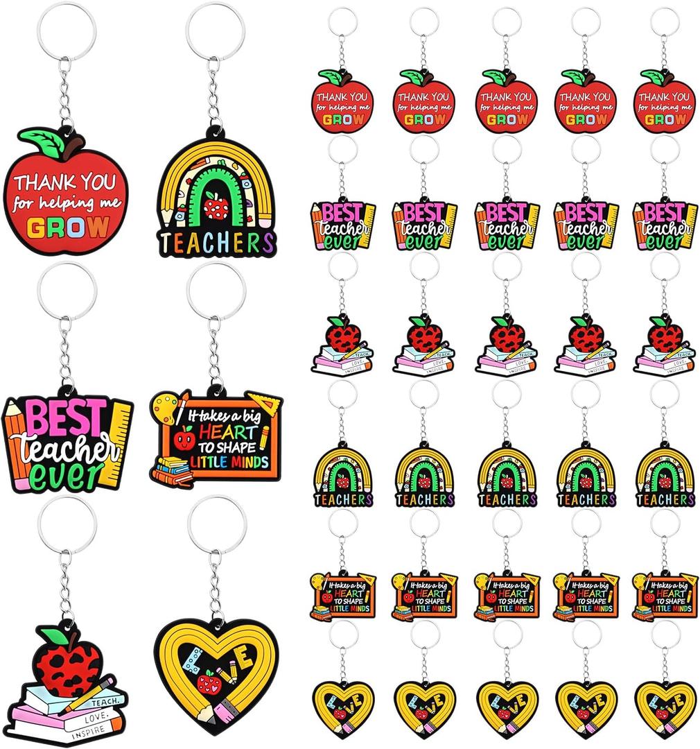 36 PCS Back to School Teacher Gifts Teacher Keychain Bulk Back to School Teachers Appreciation Gifts in Bulk Thank You Key Chain Meet the Teachers Gift for Students