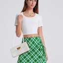 Auplus Womens Mini Skirt Basic Elastic Waist Casual Short Summer Skirts (Green, XXXL)