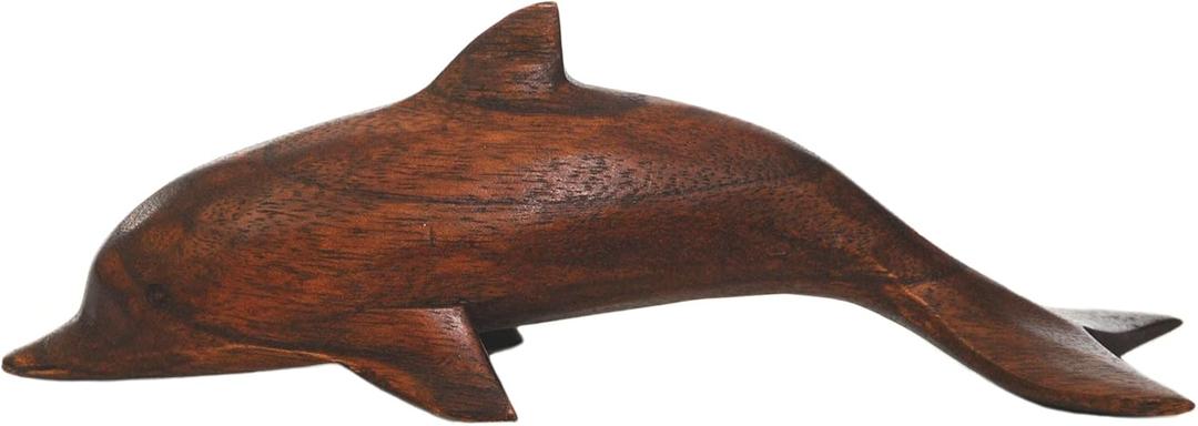 8" Hand Carved Wood Hawaiian Dolphin Figurine