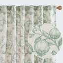 jinchan Linen Curtains Floral Curtain for Living Room 96 Inch Long Green French Rod Pocket Light Filtering Toile Print Farmhouse Bedroom Curtains Window Drapes Set 2 Panels